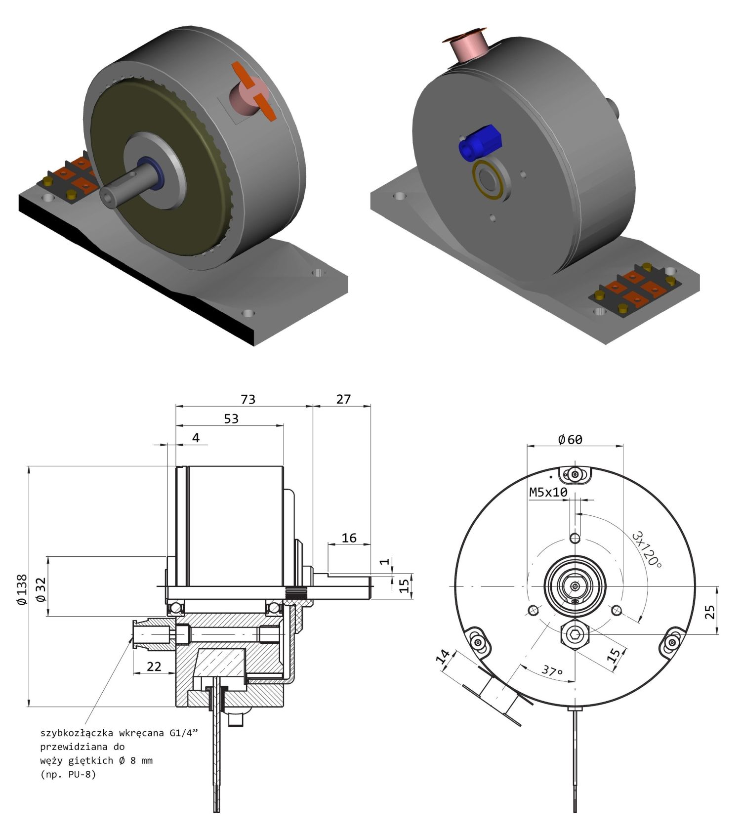 Moduł mechaniczny hamownicy typu HHM-138/MSR-1KR/P03.